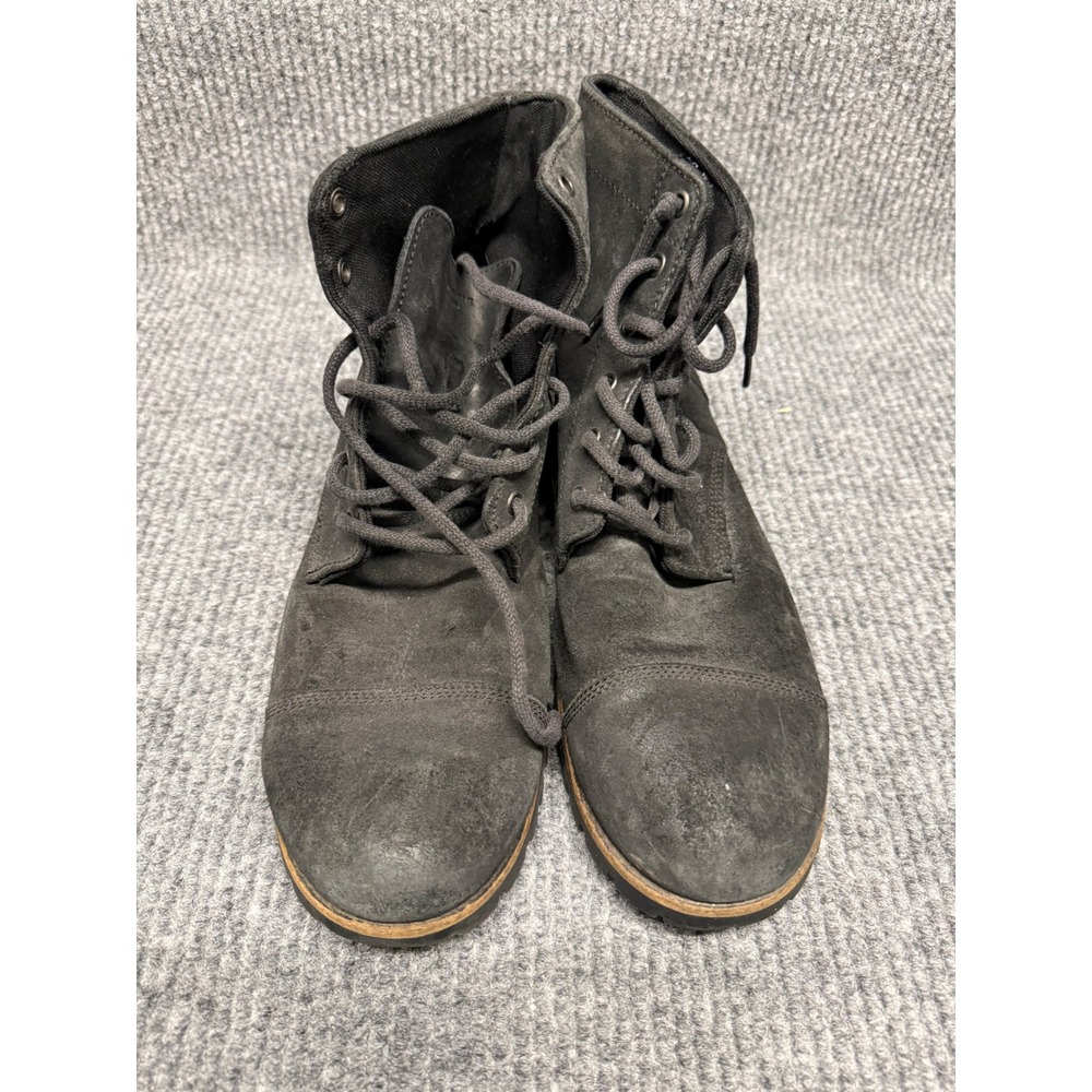 Wolverine 1883 Mens Black Suede Combat Boots Cap Toe‎ Lace Up Ankle Lug Sole